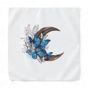 Blue butterflies on wooden crescent bandana