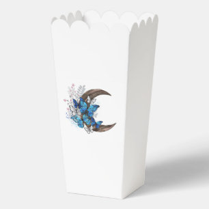 Blue butterflies on wooden crescent favor boxes