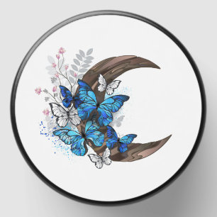 Blue butterflies on wooden crescent mini candle favors