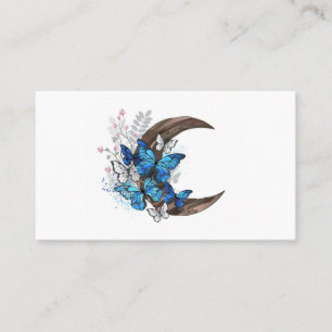 Blue butterflies on wooden crescent referral card