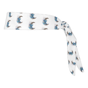 Blue butterflies on wooden crescent tie headband