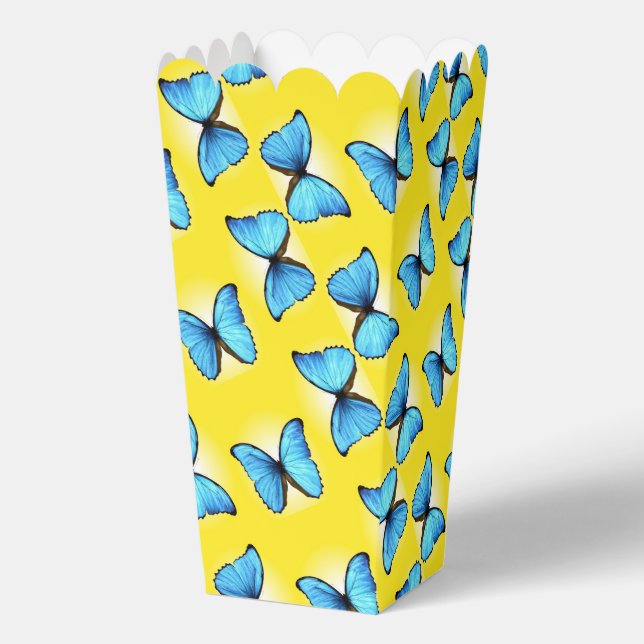 Blue butterflies on yellow favor boxes (Front)