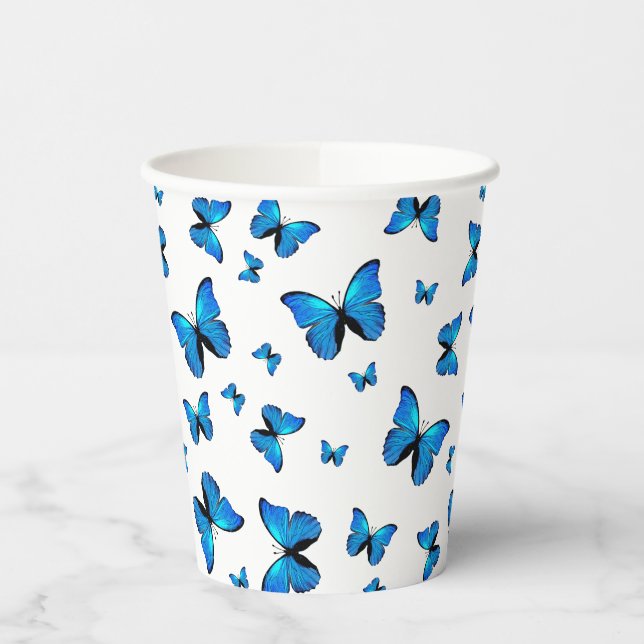Blue butterflies  paper cups (Left)