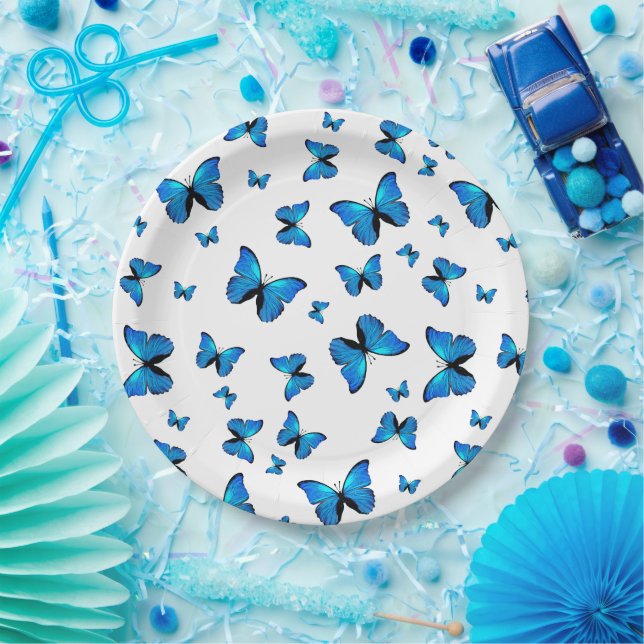 Blue butterflies paper plates (Party)