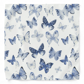 Blue Butterflies Pattern Bandana