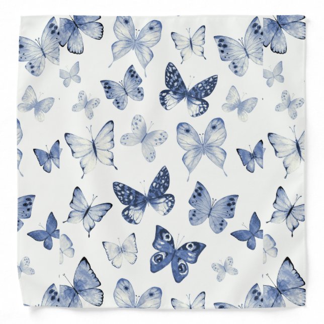 Blue Butterflies Pattern Bandana (Front)