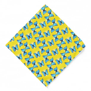 Blue butterflies pattern on yellow bandana