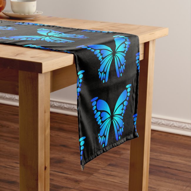 Blue Butterflies Pattern Table Runner