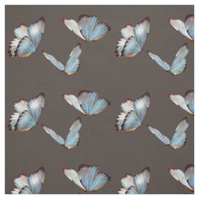 Blue butterflies repeat pattern fabric (Swatch)
