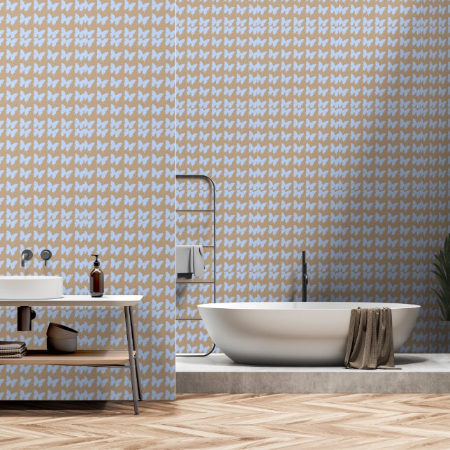 Blue Butterflies Repeat  Wallpaper (Bathroom)