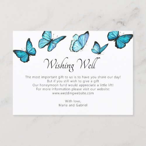 Blue butterflies Romantic Wedding Wishing Well Enclosure Card