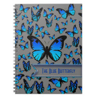 blue butterflies spiral note book