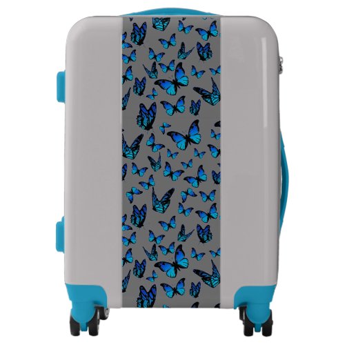 blue butterflies suitecase luggage