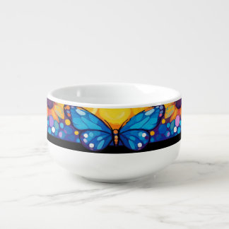 Blue Butterflies & Sunflowers Soup Bowl
