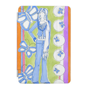 Blue Butterflies Surrounding Glamorous Girl iPad Mini Cover