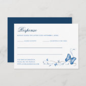 Blue Butterflies & Swirls Quinceanera RSVP Card (Front/Back)