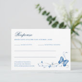 Blue Butterflies & Swirls Quinceanera RSVP Card (Standing Front)