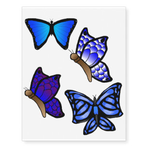Blue butterflies temporary tattoos