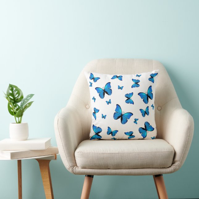 Blue butterflies throw pillow (Chair)