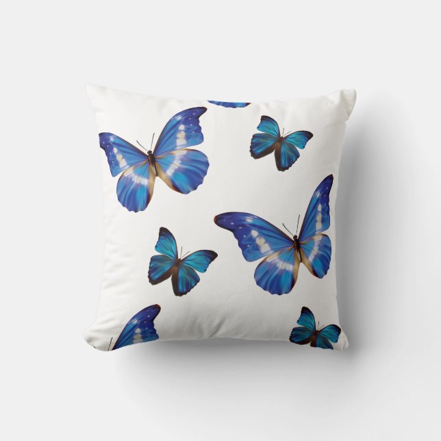 Blue Butterflies Throw Pillow (Front)
