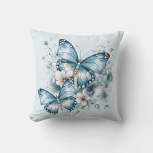Blue Butterflies Throw Pillow