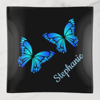 Blue Butterflies Trinket Tray