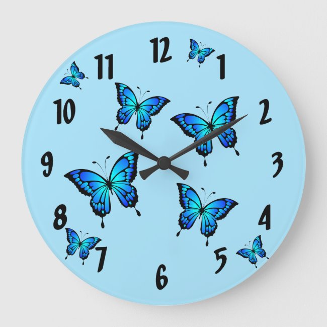 Blue Butterflies Wall Clock