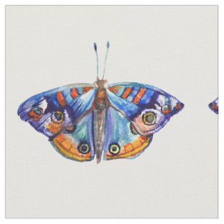 Blue Butterflies Watercolor Art Fabric