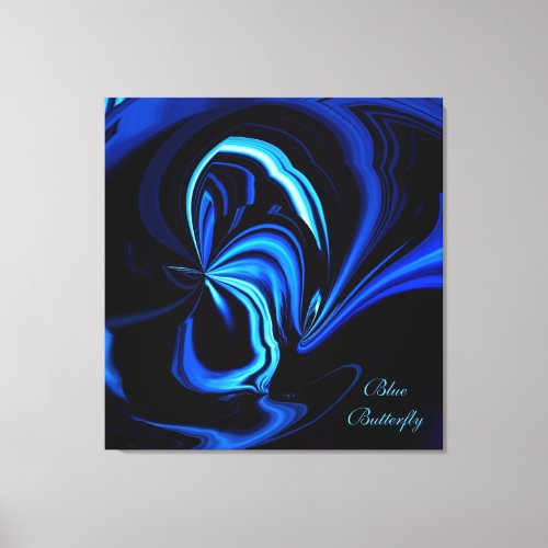 Blue Butterfly Abstract Wrapped Canvas Print