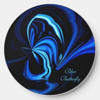 Blue Butterfly Abstract Wrapped Canvas Print