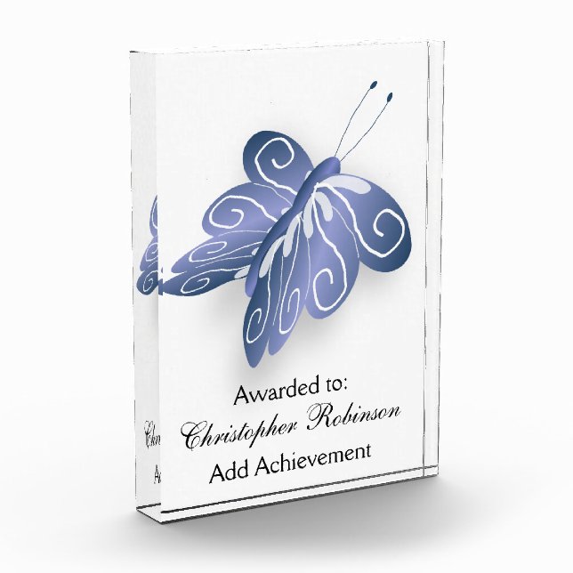 Blue Butterfly Acrylic Award (Left)