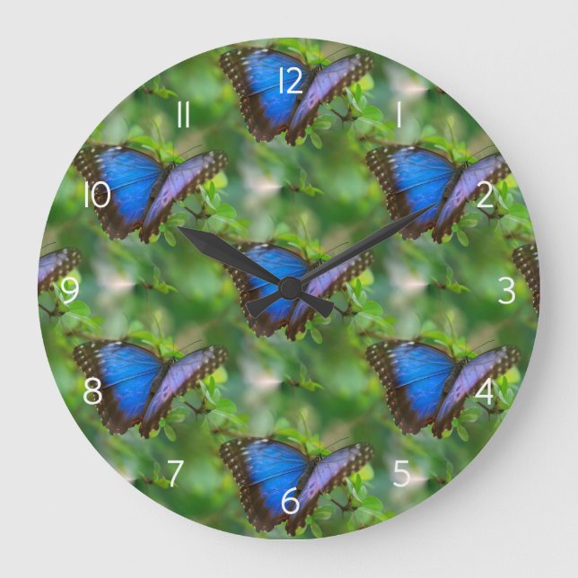 Blue Butterfly Acrylic Wall Clock (Front)