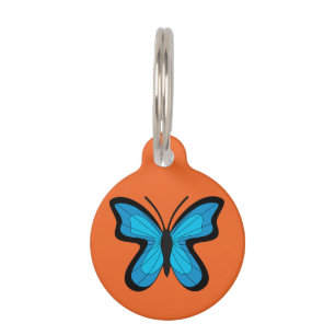 Blue Butterfly Add Name Pet ID Tag