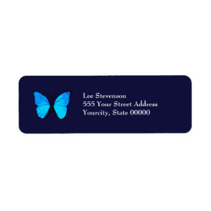 Blue Butterfly Address Label