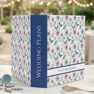 Blue Butterfly and Blush Floral Wedding Planning 3 Ring Binder