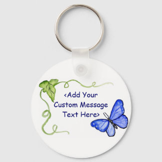 Blue Butterfly and Green Vine Keychain Charms