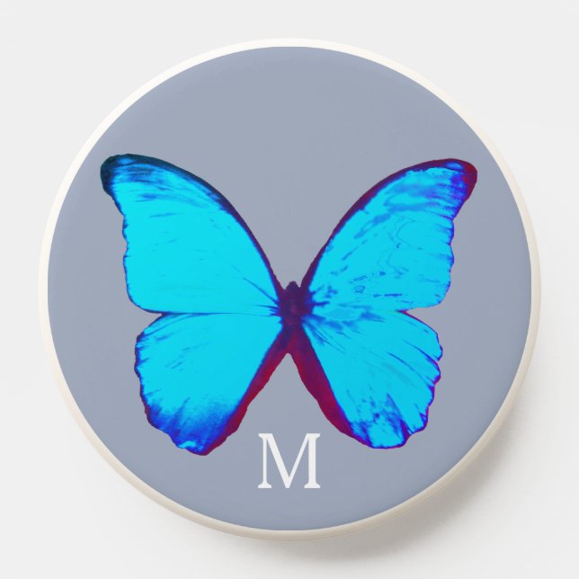Blue Butterfly and Monogram PopSocket (Popsocket)