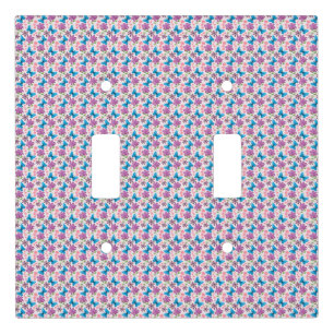 Blue Butterfly and Purple Floral Pattern Light Switch Cover
