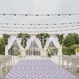 Blue Butterfly and Purple Floral Pattern Outdoor Rug