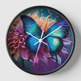 Blue butterfly and the Dahlia Clock