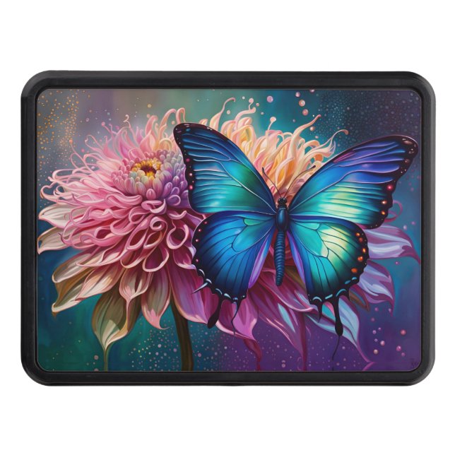  Blue butterfly and the Dahlia Hitch Cover (Front)
