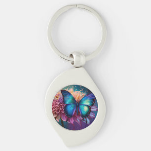  Blue butterfly and the Dahlia Keychain