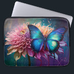 Blue butterfly and the Dahlia Laptop Sleeve<br><div class="desc">blue butterfly and the Dahlia
AI Art by minx267</div>