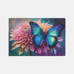 Blue butterfly and the Dahlia Rug