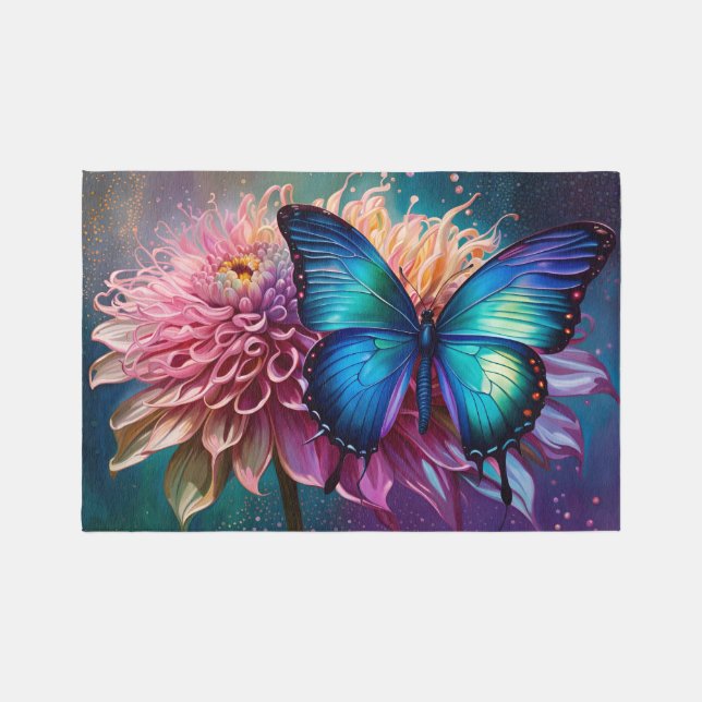  Blue butterfly and the Dahlia Rug (Front)