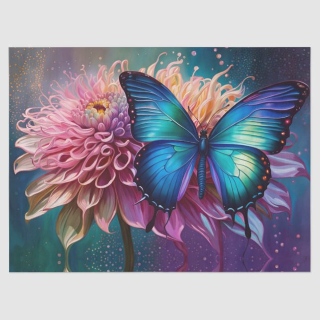  Blue butterfly and the Dahlia Tissue Paper (Front)