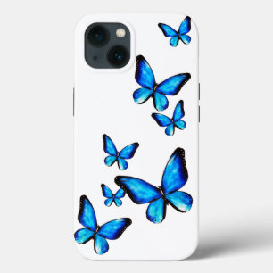 Blue butterfly aqua watercolor illustration speck iPhone 13 case
