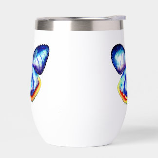 Blue Butterfly Art  Frosted Glass Mug Thermal Wine Tumbler