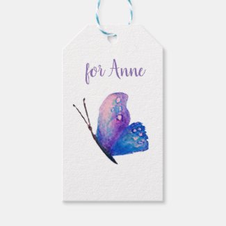 Blue Butterfly art  Gift Tag