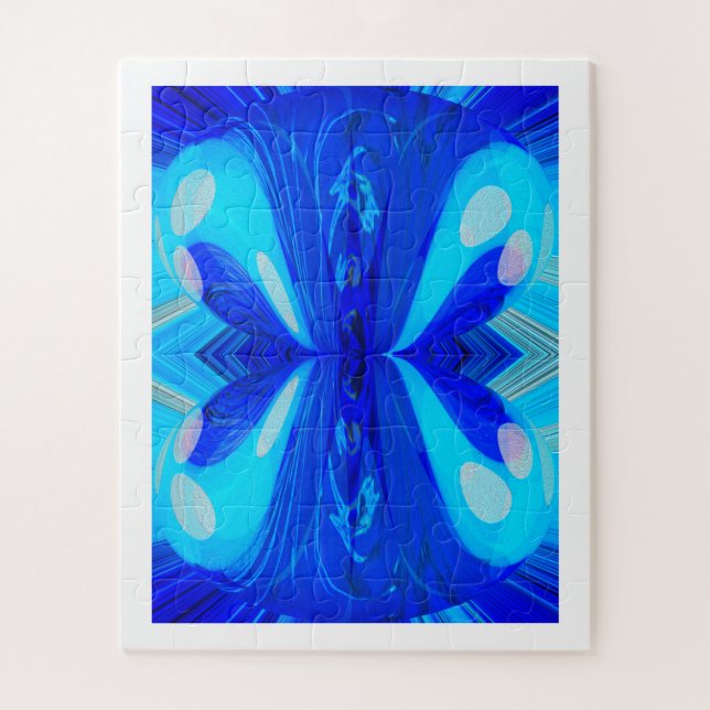 Blue butterfly art jigsaw puzzle (Vertical)